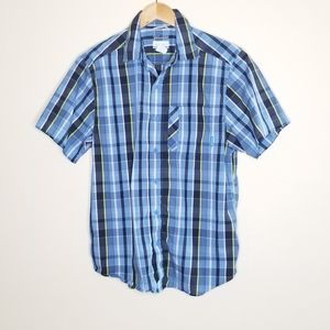 Columbia Men's Gray Blue Yellow Plaid Shirt Sz S